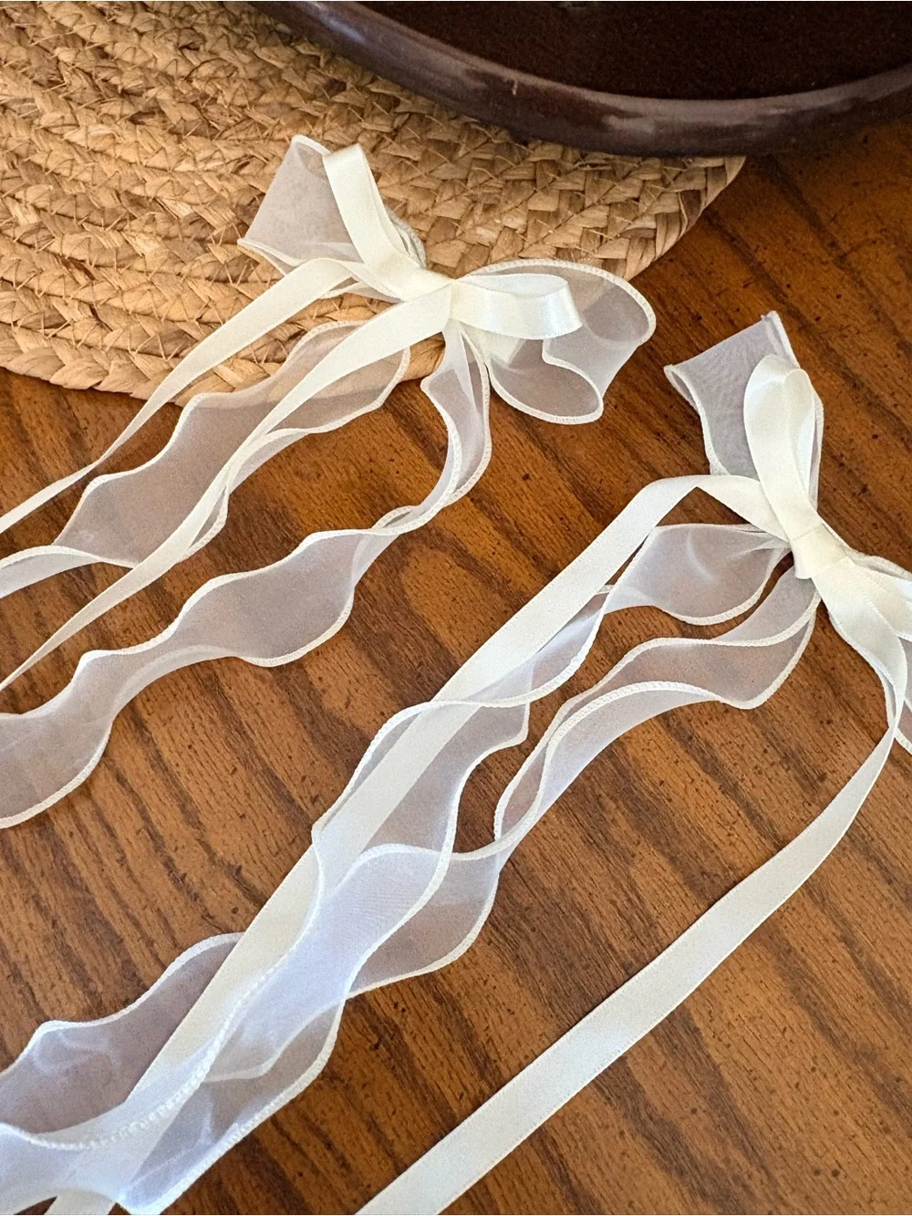 Target White Organza Ribbon Bow Hair Clips Pair